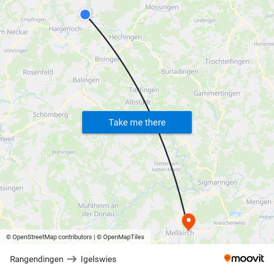 Rangendingen to Igelswies map