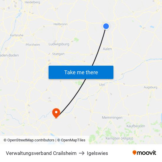 Verwaltungsverband Crailsheim to Igelswies map