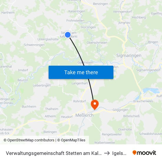 Verwaltungsgemeinschaft Stetten am Kalten Markt to Igelswies map