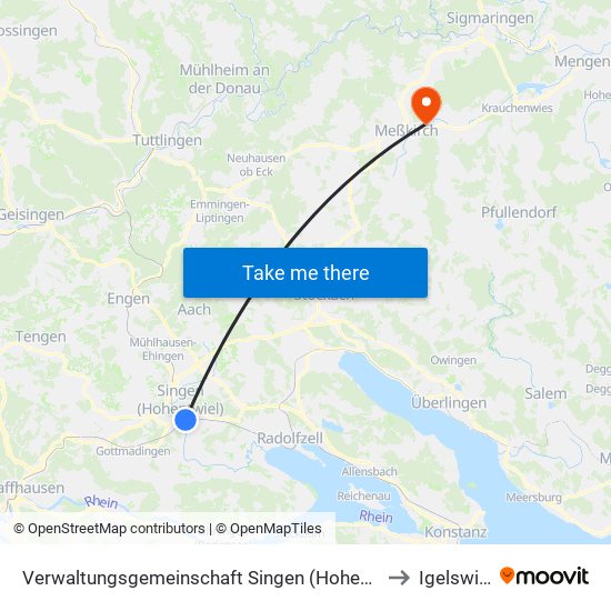 Verwaltungsgemeinschaft Singen (Hohentwiel) to Igelswies map