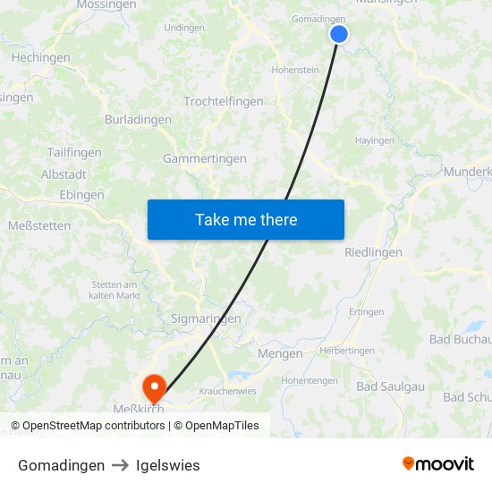 Gomadingen to Igelswies map