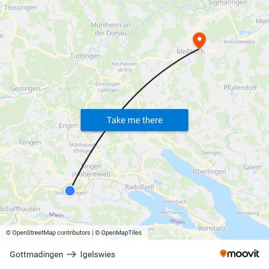 Gottmadingen to Igelswies map