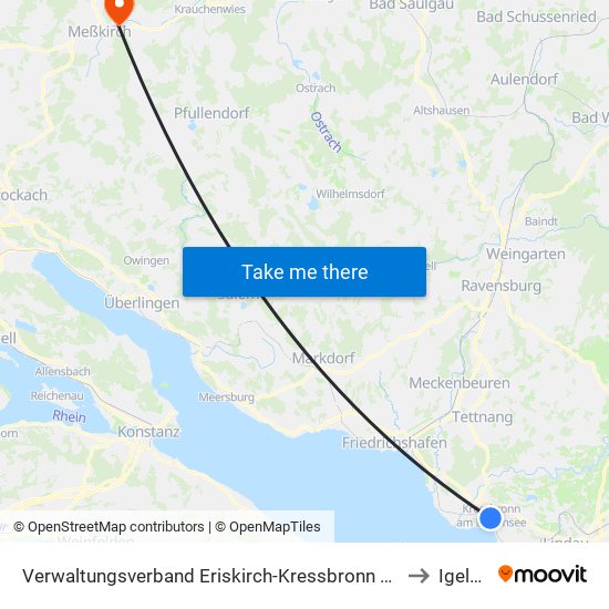 Verwaltungsverband Eriskirch-Kressbronn am Bodensee-Langenargen to Igelswies map