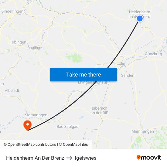 Heidenheim An Der Brenz to Igelswies map