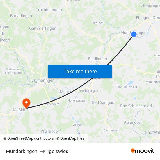 Munderkingen to Igelswies map