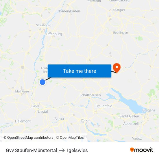 Gvv Staufen-Münstertal to Igelswies map