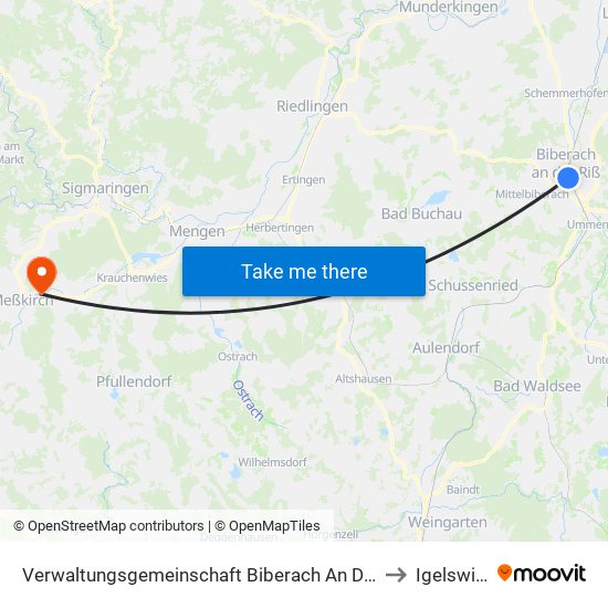 Verwaltungsgemeinschaft Biberach An Der Riß to Igelswies map