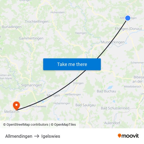 Allmendingen to Igelswies map