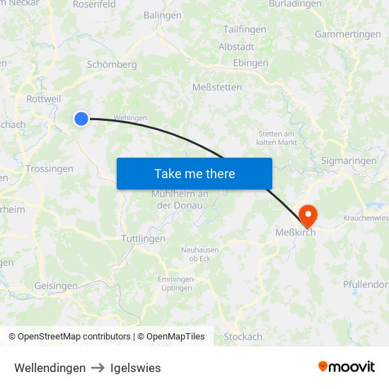 Wellendingen to Igelswies map