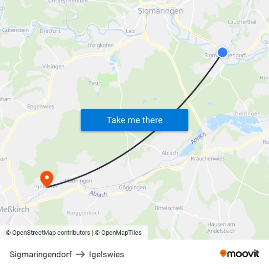 Sigmaringendorf to Igelswies map