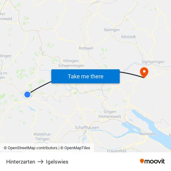 Hinterzarten to Igelswies map