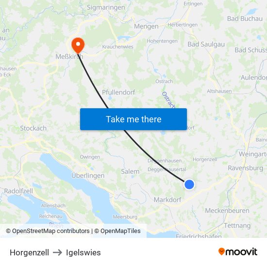 Horgenzell to Igelswies map