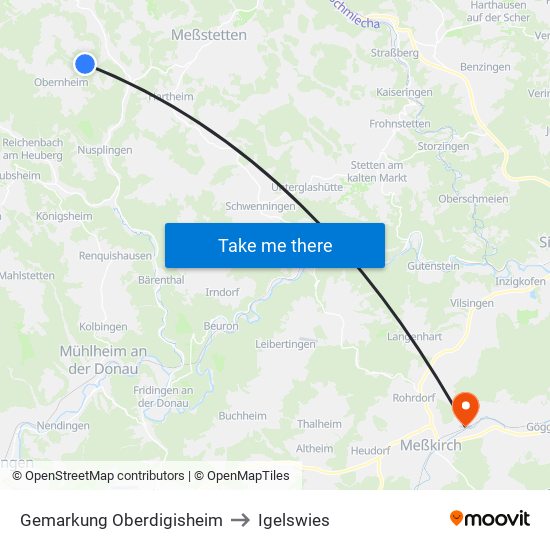 Gemarkung Oberdigisheim to Igelswies map