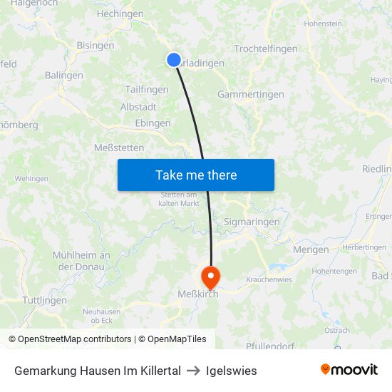 Gemarkung Hausen Im Killertal to Igelswies map
