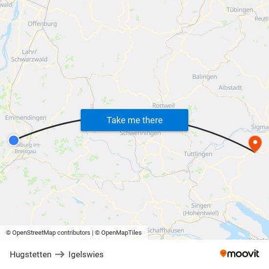 Hugstetten to Igelswies map