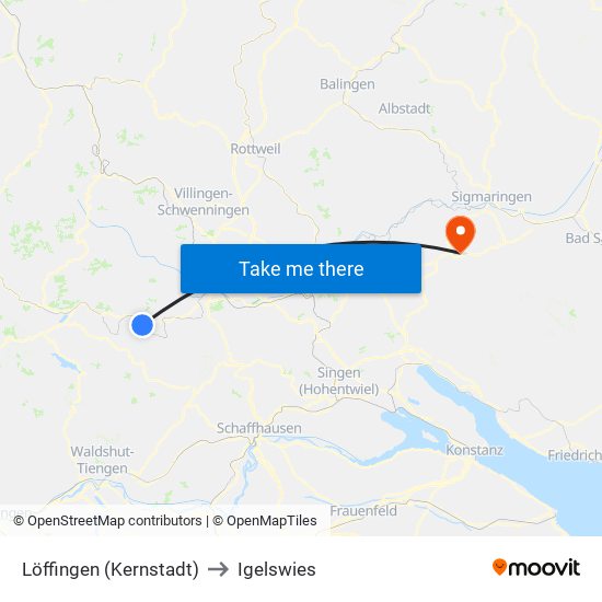 Löffingen (Kernstadt) to Igelswies map