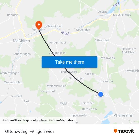 Otterswang to Igelswies map