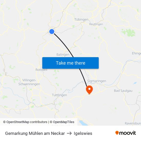 Gemarkung Mühlen am Neckar to Igelswies map