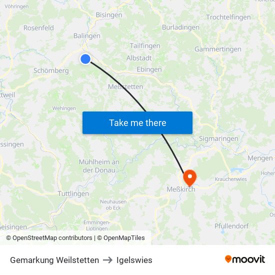 Gemarkung Weilstetten to Igelswies map