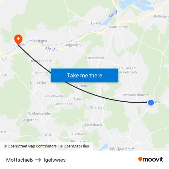 Mottschieß to Igelswies map