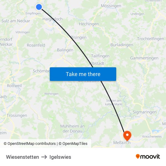 Wiesenstetten to Igelswies map