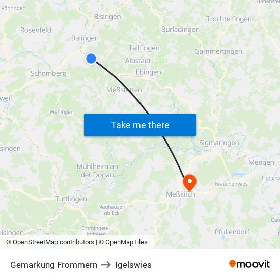 Gemarkung Frommern to Igelswies map