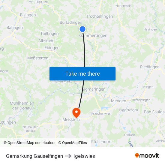 Gemarkung Gauselfingen to Igelswies map