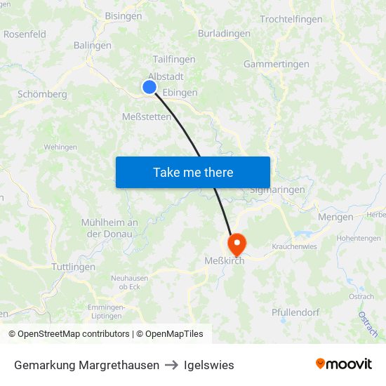 Gemarkung Margrethausen to Igelswies map