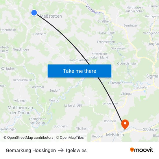 Gemarkung Hossingen to Igelswies map