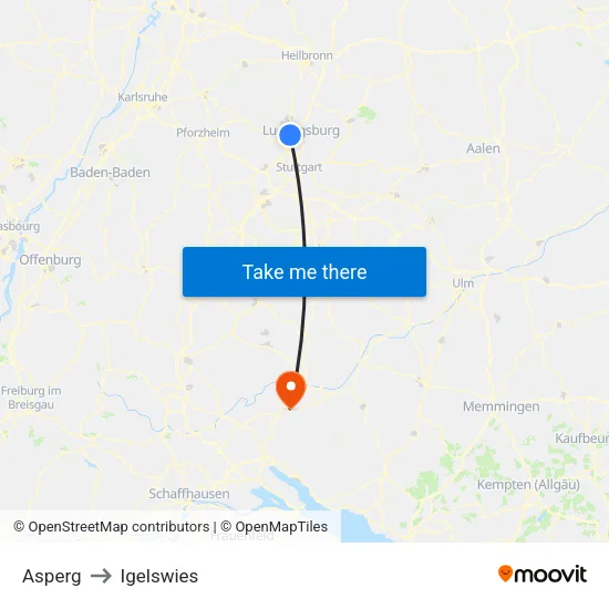 Asperg to Igelswies map