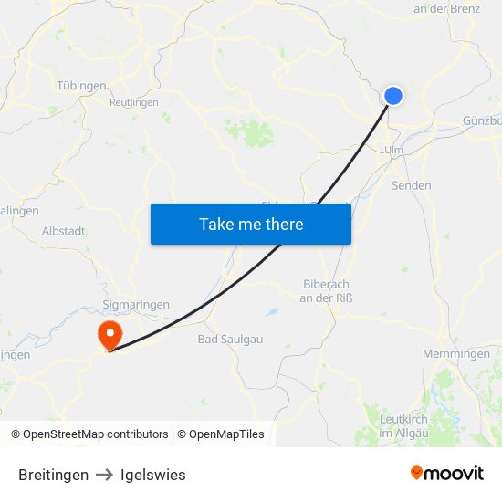 Breitingen to Igelswies map