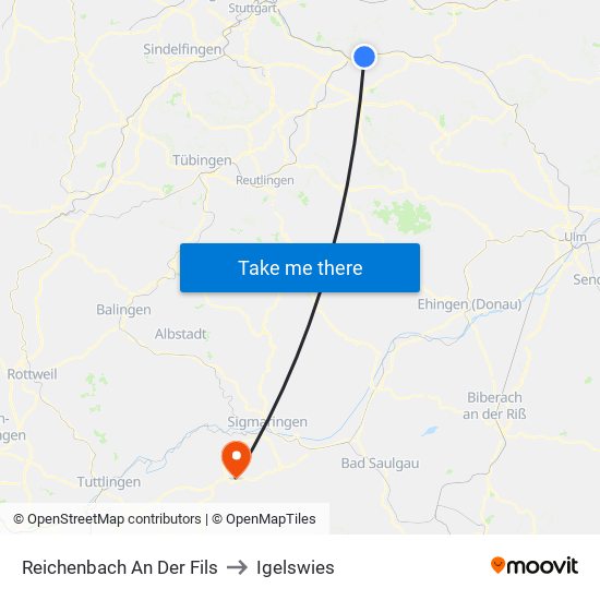 Reichenbach An Der Fils to Igelswies map