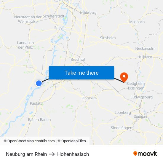 Neuburg am Rhein to Hohenhaslach map