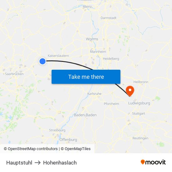 Hauptstuhl to Hohenhaslach map