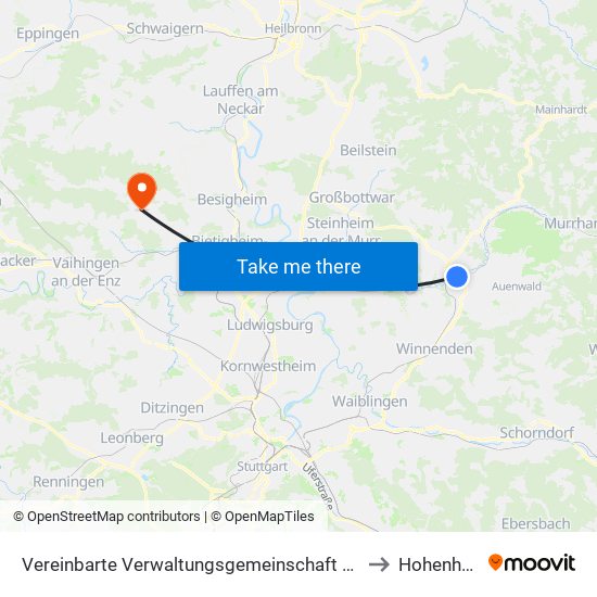 Vereinbarte Verwaltungsgemeinschaft Der Stadt Backnang to Hohenhaslach map