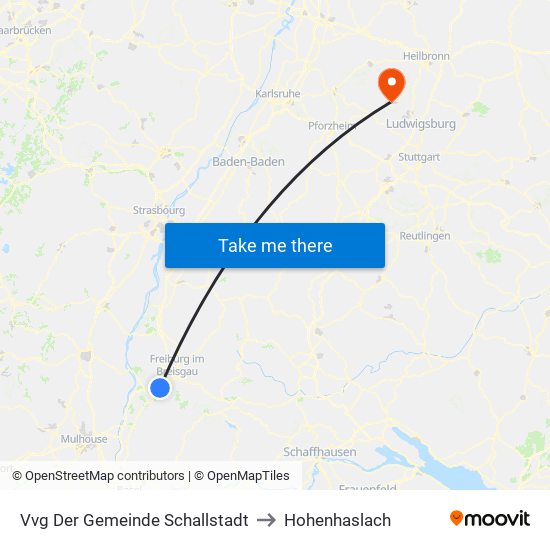 Vvg Der Gemeinde Schallstadt to Hohenhaslach map