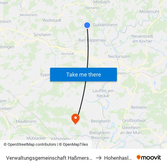 Verwaltungsgemeinschaft Haßmersheim to Hohenhaslach map