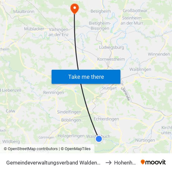 Gemeindeverwaltungsverband Waldenbuch/Steinenbronn to Hohenhaslach map