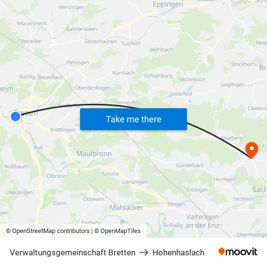 Verwaltungsgemeinschaft Bretten to Hohenhaslach map