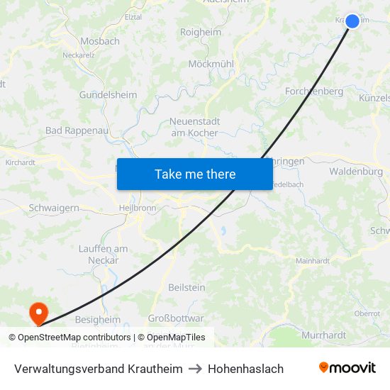 Verwaltungsverband Krautheim to Hohenhaslach map