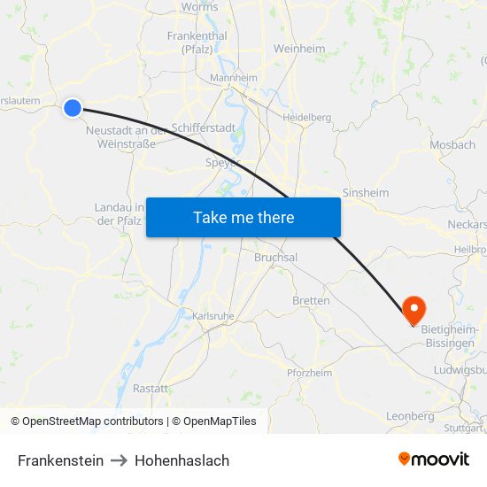 Frankenstein to Hohenhaslach map