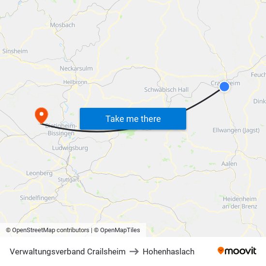 Verwaltungsverband Crailsheim to Hohenhaslach map