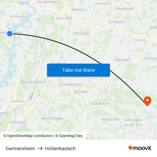 Germersheim to Hohenhaslach map
