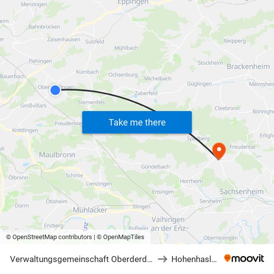 Verwaltungsgemeinschaft Oberderdingen to Hohenhaslach map