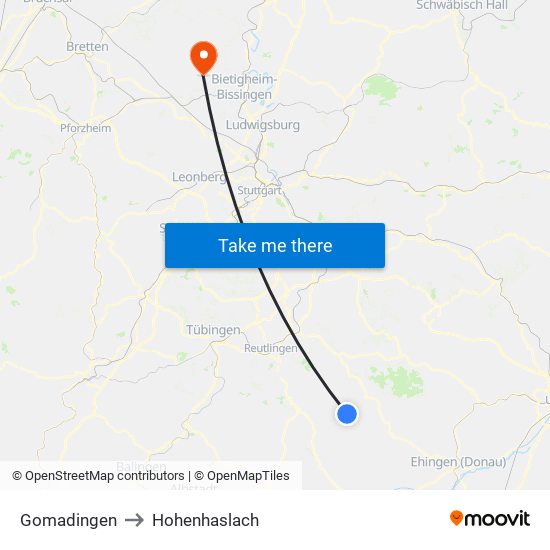 Gomadingen to Hohenhaslach map