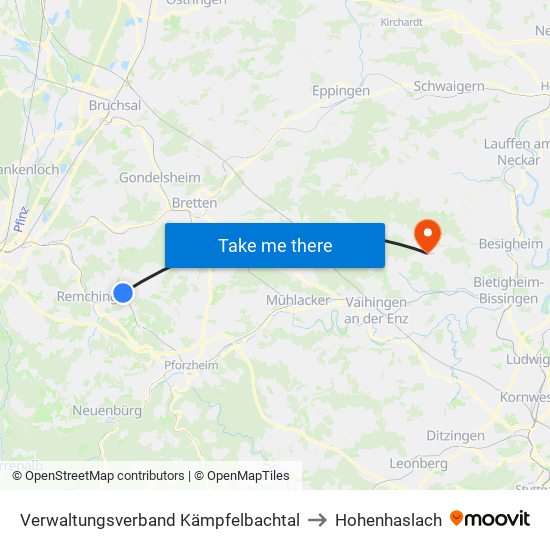 Verwaltungsverband Kämpfelbachtal to Hohenhaslach map