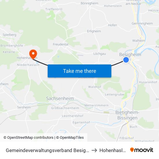 Gemeindeverwaltungsverband Besigheim to Hohenhaslach map