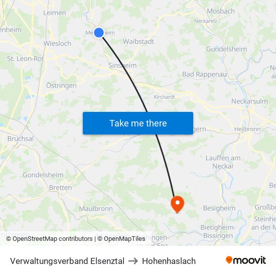 Verwaltungsverband Elsenztal to Hohenhaslach map