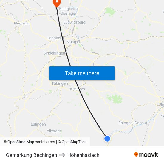 Gemarkung Bechingen to Hohenhaslach map