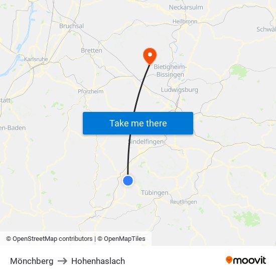 Mönchberg to Hohenhaslach map